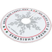 Frohe Weihnachten und glückliche Neujahrsschneeflo Polyester Weihnachtsbaumdecke (Schrägansicht)