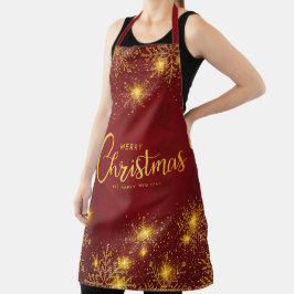 Frohe Weihnachten und glückliche Neujahrsschneeflo Schürze