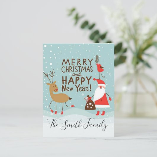 Frohe Weihnachten und glückliches Neues Jahr (Stehend Vorderseite)