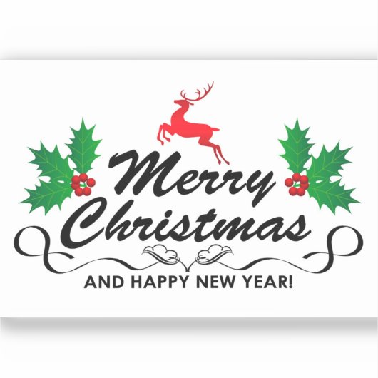 Frohe Weihnachten und glückliches neues Jahr Aufkleber (Vorderseite)