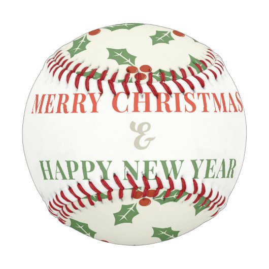 Frohe Weihnachten und glückliches Neues Jahr Baseball (Vorderseite)