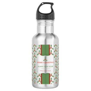 Frohe Weihnachten und glückliches Neues Jahr Edelstahlflasche