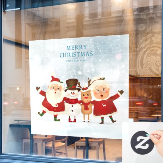 Frohe Weihnachten und glückliches Neues Jahr Fensteraufkleber (Café-Fenster)