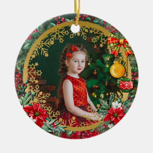 Frohe Weihnachten und glückliches Neues Jahr für L Keramik Ornament (Vorne)