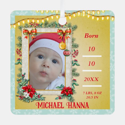 Frohe Weihnachten und glückliches Neues Jahr für L Ornament Aus Metall (Vorderseite)