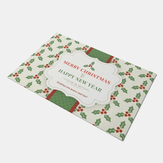 Frohe Weihnachten und glückliches Neues Jahr Fußmatte (Schrägansicht)