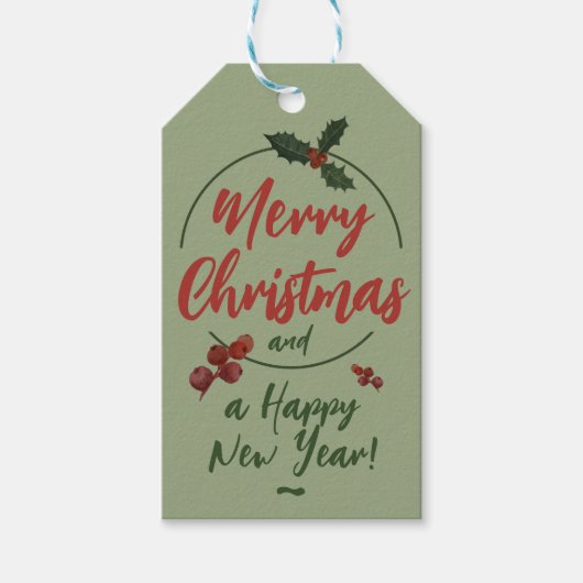 Frohe Weihnachten und glückliches neues Jahr Geschenkanhänger (Vorderseite)