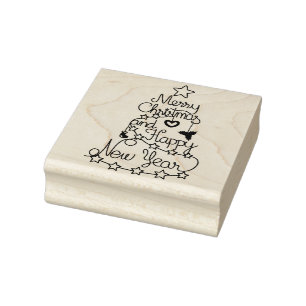 Frohe Weihnachten und glückliches Neues Jahr Gummistempel