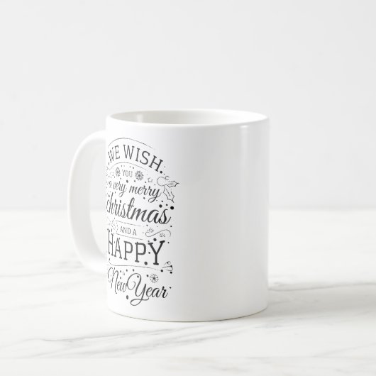 Frohe Weihnachten und glückliches Neues Jahr hands Kaffeetasse (Vorderseite Links)