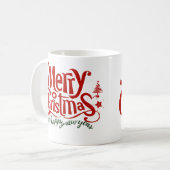 Frohe Weihnachten und glückliches neues Jahr Kaffeetasse (Vorderseite Links)