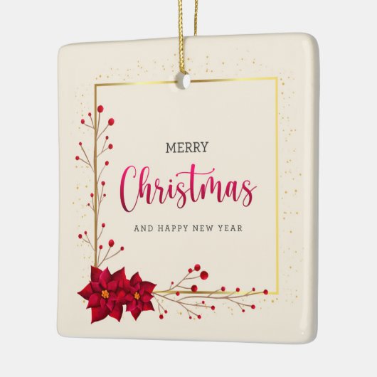 Frohe Weihnachten und glückliches Neues Jahr Keramikornament (Links)