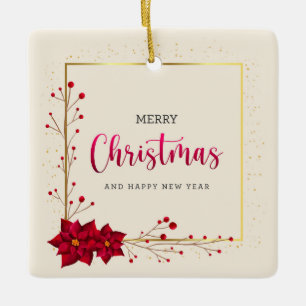Frohe Weihnachten und glückliches Neues Jahr Keramikornament