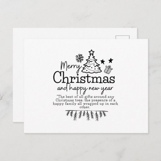 Frohe Weihnachten und glückliches Neues Jahr Postkarte (Vorne/Hinten)