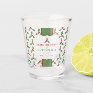 Frohe Weihnachten und glückliches Neues Jahr Schnapsglas