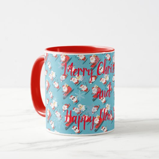 Frohe Weihnachten und glückliches Neues Jahr Tasse (Vorderseite Links)