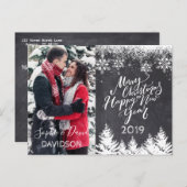 Frohe Weihnachten und glückliches Neujahr Chalk Fo Einladungspostkarte (Vorne/Hinten)