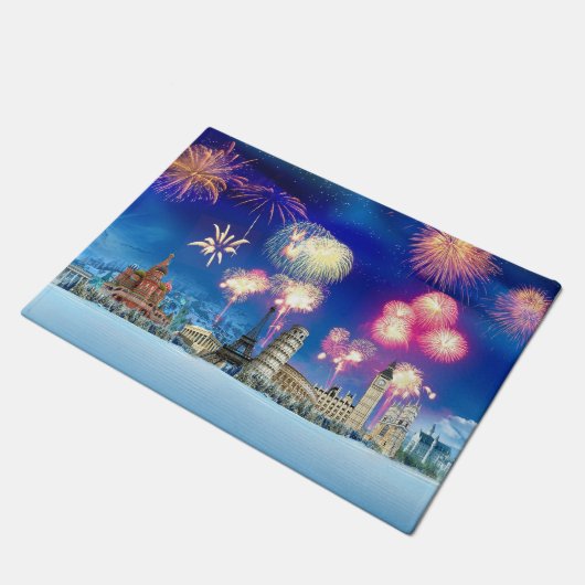 frohe Weihnachten und guten Rutsch ins Neue Jahr Fußmatte (Schrägansicht)