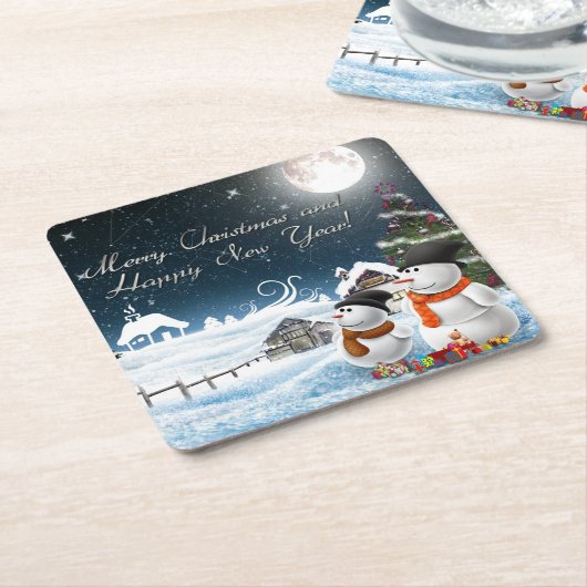 frohe Weihnachten und guten Rutsch ins Neue Jahr Rechteckiger Pappuntersetzer (angewinkelt)