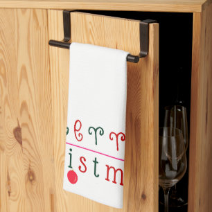 Frohe Weihnachten und Hanging Ornament, festlicher Geschirrtuch