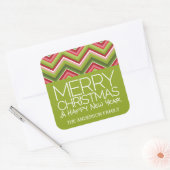 Frohe Weihnachten und HNY - Custom Bright Chevrons Quadratischer Aufkleber (Umschlag)