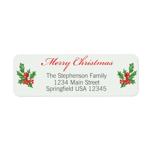 Frohe Weihnachten und Holly Custom Rücksendeadress (Vorne)