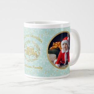 Frohe Weihnachten und ich liebe dich Oma Zwei Fo Jumbo-Tasse