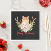 Frohe Weihnachten und Katze Serviette (Beispiel)