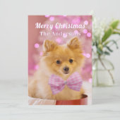 Frohe Weihnachten und Name, Niedlicher Hund oder I Einladung (Stehend Vorderseite)