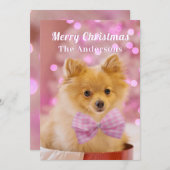 Frohe Weihnachten und Name, Niedlicher Hund oder I Einladung (Vorne/Hinten)