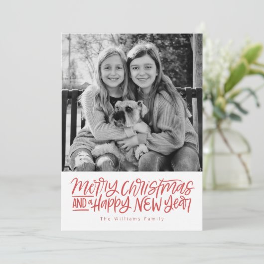 Frohe Weihnachten und Neues Jahr Hand geschrieben (Stehend Vorderseite)