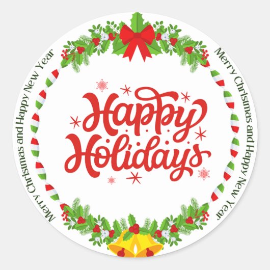Frohe Weihnachten und Neues Jahr Runder Aufkleber (Vorderseite)