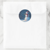 Frohe Weihnachten und niedlicher Schneemann Runder Aufkleber (Tasche)