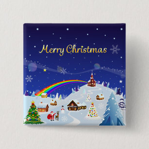 Frohe Weihnachten und Regenbogen Santa Button