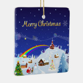 Frohe Weihnachten und Regenbogen Santa Keramikornament (Rechts)
