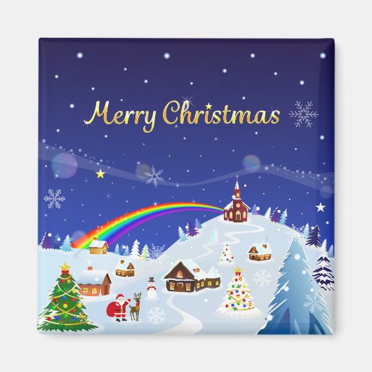 Frohe Weihnachten und Regenbogen Santa Magnet (Vorne)