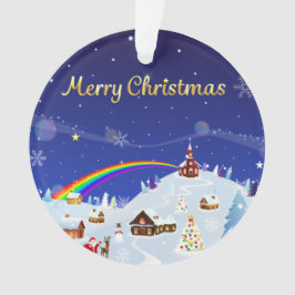 Frohe Weihnachten und Regenbogen Santa Ornament