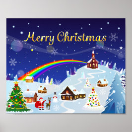 Frohe Weihnachten und Regenbogen Santa Poster