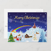 Frohe Weihnachten und Regenbogen Santa Postkarte (Vorne/Hinten)