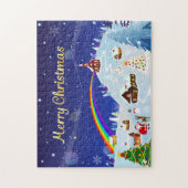 Frohe Weihnachten und Regenbogen Santa Puzzle (Vertikal)