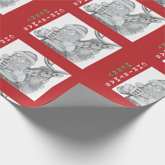 Frohe Weihnachten und Reindeer Geschenkpapier (Ecke)