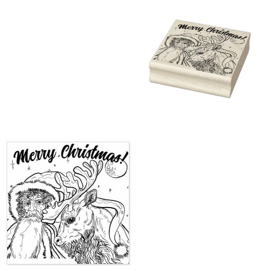 Frohe Weihnachten und Reindeer Gummistempel (Stempel)