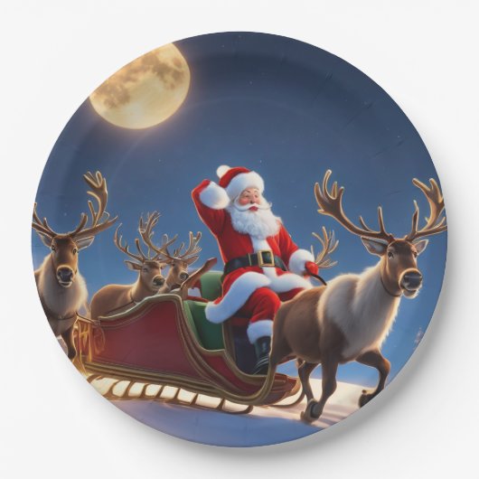 Frohe Weihnachten und Reindeer Pappteller (Vorderseite)