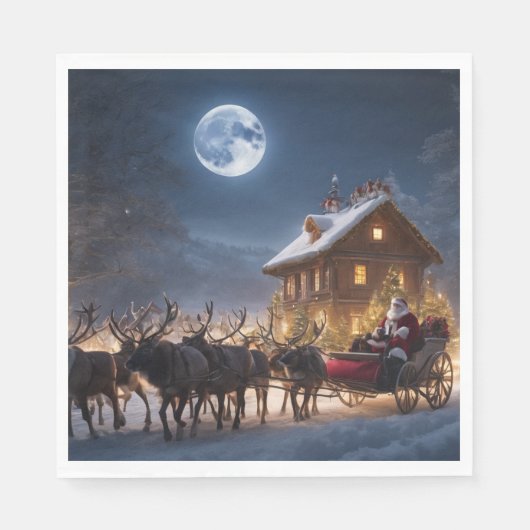Frohe Weihnachten und Reindeer Serviette (Vorderseite)