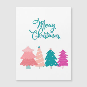 Frohe Weihnachten und rosa Weihnachtsbäume Notizbu Magnetkarte