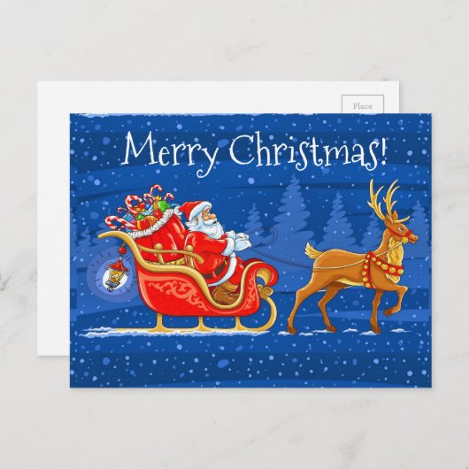 Frohe Weihnachten und Schlitten mit Rentier (Vorne/Hinten)