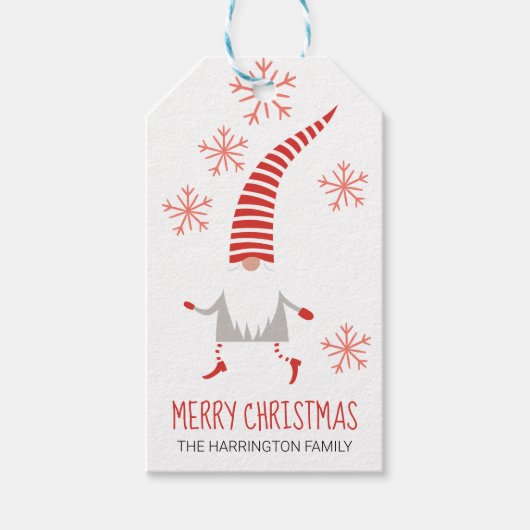 Frohe Weihnachten und Schneeflocken Geschenkanhänger (Vorderseite)