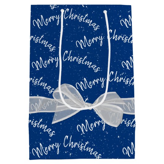 Frohe Weihnachten und Schneeflocken Mittlere Geschenktüte (Rückseite)