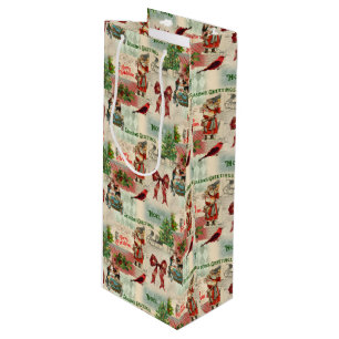 Frohe Weihnachten und schöne Feiertage Vintage Geschenktüte Für Weinflaschen