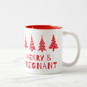 Frohe Weihnachten und schwanger Zweifarbige Tasse
