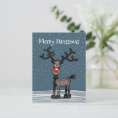 Frohe Weihnachten und Stressmas mit Rudolph Postkarte (Stehend Vorderseite)